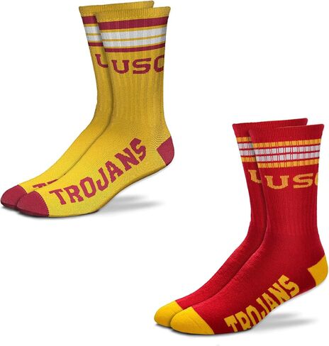 For Bare Feet Men's NCAA (2-Pack)-4 Stripe Deuce Crew Socks-Size Large and Medium in Saudi Arabia