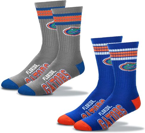 For Bare Feet Men's NCAA (2-Pack)-4 Stripe Deuce Crew Socks-Size Large and Medium in Saudi Arabia