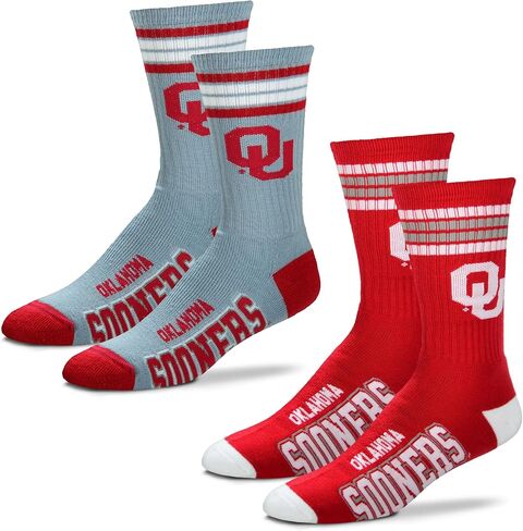 For Bare Feet Men's NCAA (2-Pack)-4 Stripe Deuce Crew Socks-Size Large and Medium in Saudi Arabia