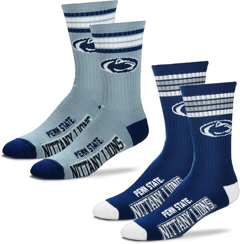 For Bare Feet Men's NCAA (2-Pack)-4 Stripe Deuce Crew Socks-Size Large and Medium in Saudi Arabia