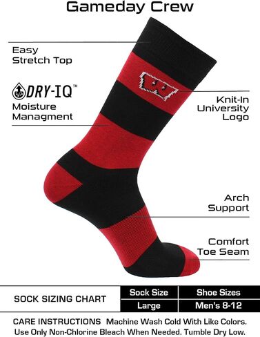 TCK NCAA Socks Game Day Scriped Crew Socks in Kuwait