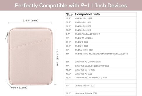 Dadanism 9-11 Inch Tablet Sleeve Bag Carrying Case, Black | Fits iPad (A16) 11th Gen 11", iPad 10th Gen 10.9" Air 5/4, iPad Air M4/Pro 11", iPad 9/8/7th 10.2", Galaxy Tab A11+ Plus 11" in Kuwait