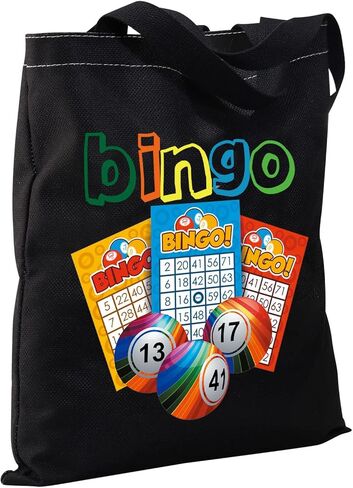 CMNIM Bingo Lover Gift Funny Bingo Gifts Bingo Bag Bag Bag Bing Bingo Player Gifts Bingo Game Gifts Travel Tote Bag (202348 Bingo Tote Black) in Kuwait