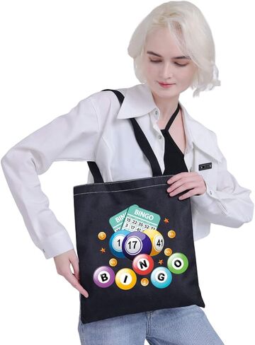 CMNIM Bingo Lover Gift Funny Bingo Gifts Bingo Bag Bag Bag Bing Bingo Player Gifts Bingo Game Gifts Travel Tote Bag (202348 Bingo Tote Black) in Kuwait
