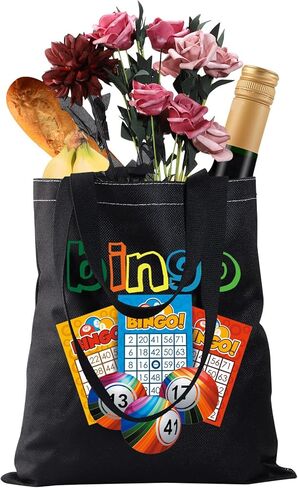 CMNIM Bingo Lover Gift Funny Bingo Gifts Bingo Bag Bag Bag Bing Bingo Player Gifts Bingo Game Gifts Travel Tote Bag (202348 Bingo Tote Black) in Kuwait