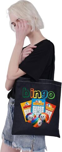 CMNIM Bingo Lover Gift Funny Bingo Gifts Bingo Bag Bag Bag Bing Bingo Player Gifts Bingo Game Gifts Travel Tote Bag (202348 Bingo Tote Black) in Kuwait