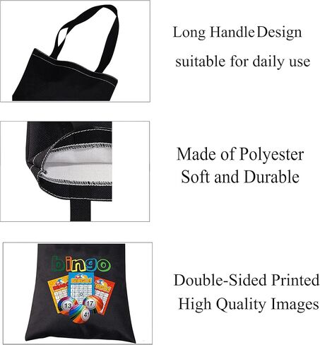CMNIM Bingo Lover Gift Funny Bingo Gifts Bingo Bag Bag Bag Bing Bingo Player Gifts Bingo Game Gifts Travel Tote Bag (202348 Bingo Tote Black) in Kuwait