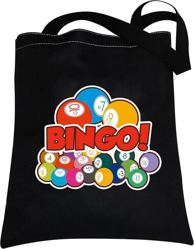 CMNIM Bingo Lover Gift Funny Bingo Gifts Bingo Tote Bag Bingo Player Gifts Bingo Game Gifts Travel Tote Bag (202348 bingo tote أسود 1) in Kuwait
