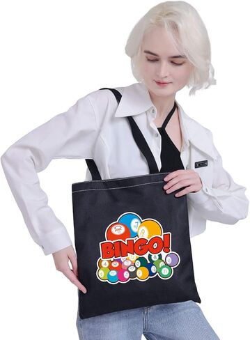 CMNIM Bingo Lover Gift Funny Bingo Gifts Bingo Tote Bag Bingo Player Gifts Bingo Game Gifts Travel Tote Bag (202348 bingo tote أسود 1) in Kuwait
