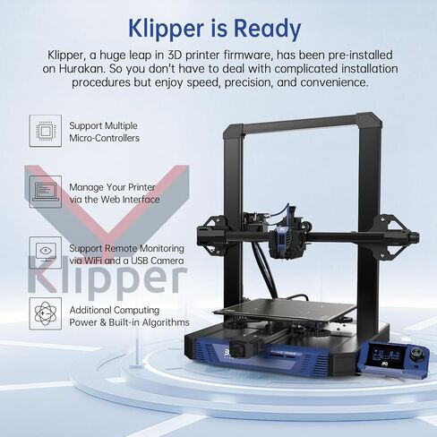 BIQU Hurakan 3D Printer Pre-Installed Klipper, DIY 3D Printes with BTT Microprobe Auto Leveling Manta M4P+CB1 Silent Board Filament Runout Sensor PEI Flex Build Plate Print Size 8.66x8.66x10.63in in Kuwait