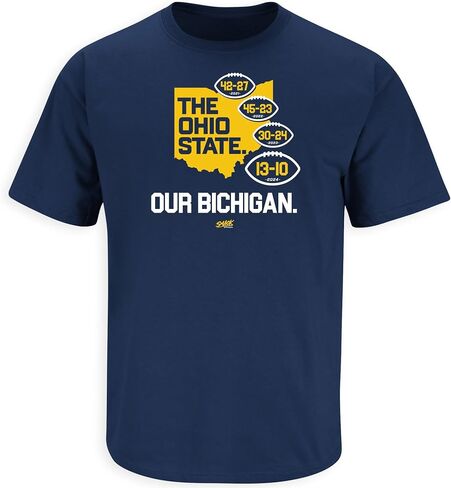 Smack Apparel Bichigan (Anti-Ohio) Navy T-Shirt for Michigan College Fans (SM-5XL) in Saudi Arabia