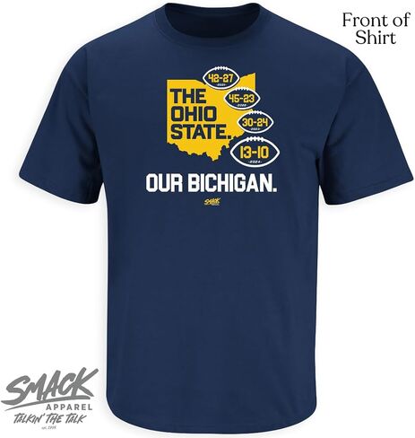 Smack Apparel Bichigan (Anti-Ohio) Navy T-Shirt for Michigan College Fans (SM-5XL) in Saudi Arabia