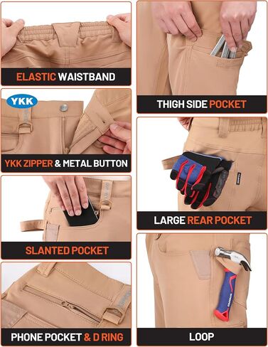DURAWERK Men's 4-Way Stretch Cargo Pants, Work Pants, Durable Tactical Pants, Lightweight EDC Hiking Pants for Outdoor in Saudi Arabia