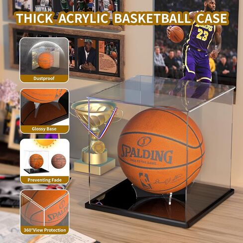 Basketball Display Case, Clear Acrylic Full Size Basketball Case Display, Assemble Soccer Ball Showcase, Sports Memorabilia Protector for Volleyball with Ball Stand in Saudi Arabia