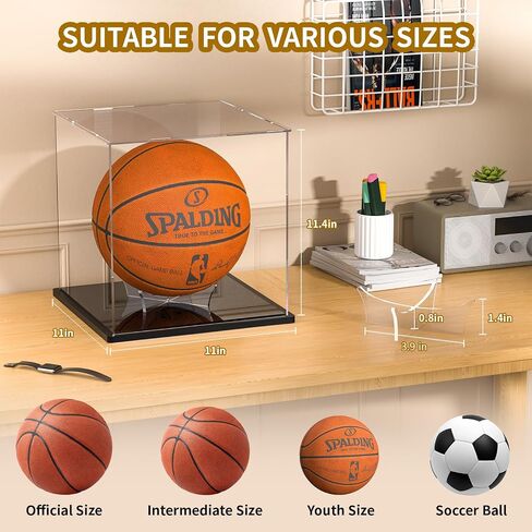 Basketball Display Case, Clear Acrylic Full Size Basketball Case Display, Assemble Soccer Ball Showcase, Sports Memorabilia Protector for Volleyball with Ball Stand in Saudi Arabia