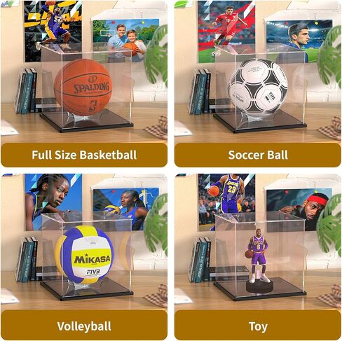 Basketball Display Case, Clear Acrylic Full Size Basketball Case Display, Assemble Soccer Ball Showcase, Sports Memorabilia Protector for Volleyball with Ball Stand in Saudi Arabia