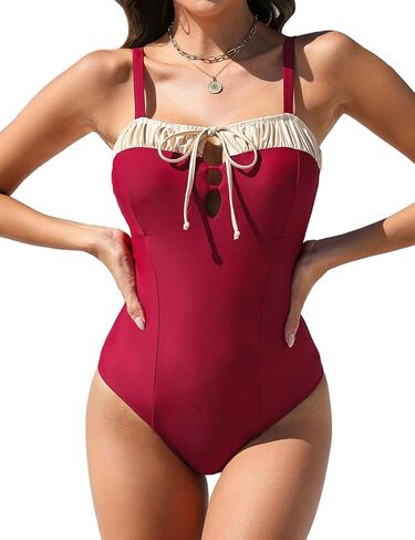 ملابس سباحة نسائية من قطعة واحدة من BMJL، ملابس سباحة كلاسيكية سوداء للتحكم في البطن، ملابس سباحة أنيقة بربطة أمامية in Kuwait