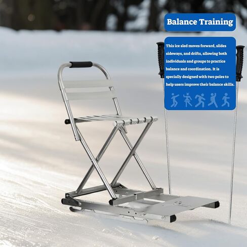 TUSON Ice Sled, Foldable Snow Sled with Metal Runners, Ice Skating Vehicle, Snow Slider with Steering Sleds for Snow in Saudi Arabia