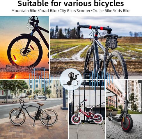 جرس الدراجة ROCKBROS الكلاسيكي، جرس الدراجة ذو الصوت العالي، أجراس الدراجة الجبلية MTB لجرس الدراجة الدائري للبالغين من أجل 0.82-0.86 بوصة/21-22 مم مقود الدراجة... in Kuwait