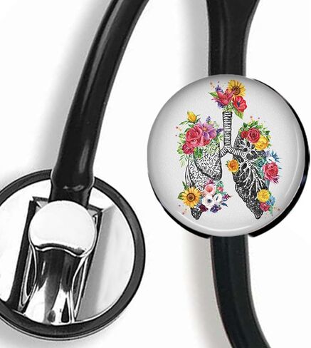 مزيج زهرة من الرئتين المخصصة لسماعة الطبيب الطبية ، علامة سماعة الطبيب الطبية ، علامة الطبيب الممرضة علامة المعرف المعرف المخصص in Kuwait