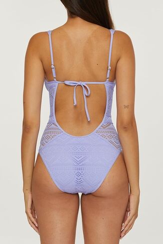 BECCA Women's Color Play One Piece Swimsuit, Plunge Neck, Crochet, Bathing Suits in Saudi Arabia