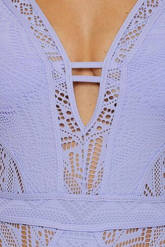 BECCA Women's Color Play One Piece Swimsuit, Plunge Neck, Crochet, Bathing Suits in Saudi Arabia