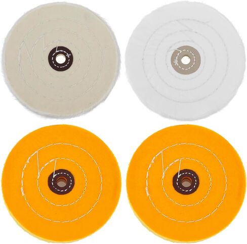 QWORK Polishing Wheel Kit for Bench Grinder - 8 Pack 6" Cotton Buffing Wheels with 1/2" Arbor Hole - Ideal for Metal, Wood, and More in Kuwait