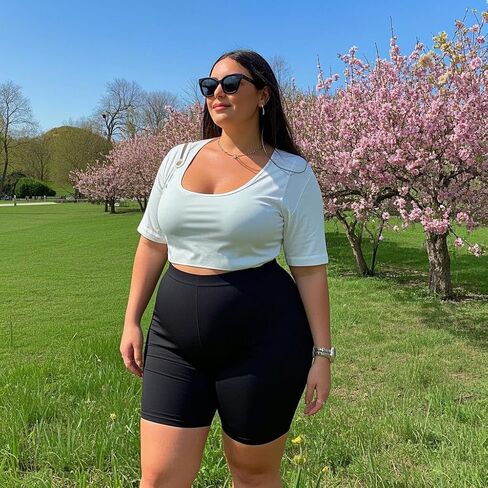 we fleece 4 Pack Plus Size Biker Shorts for Women - 8"High Waist Tummy Control Workout Shorts for Running Yoga Athletic in Kuwait
