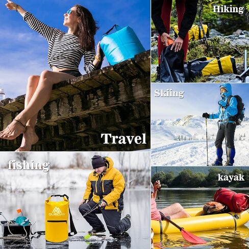 Queday Waterproof Dry Bag with Front Zippered Pocket for Women Men, 20L Roll Top Lightweight Dry Storage Bag Backpack for Travel, Kayaking, Boating, Rafting, Camping, Hiking & Beach Black in Saudi Arabia