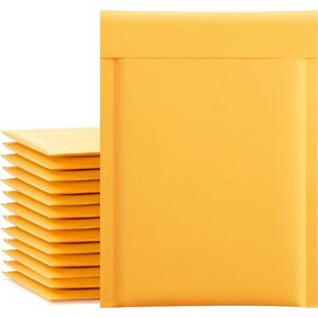 UCGOU Kraft Bubble Mailers 6x10 Inch 25 Pack Yellow Padded Envelopes #0 Small Business Mailing Packages Self Sealing Tear Resistant Boutique Bulk Mail Shipping Bags for Jewelry Makeup Supplies