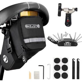 WOTOW Bike Repair Tool Kits, 16 in 1 Bike Saddle Under Seat Bag Waterproof with Repair Set Chain Breaker Splitter, Hex Key, Tire Patches Lever, Portable Multi Tool Maintenance for Road Mountain Bikes