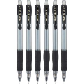 Pilot G2 Mechanical Pencils, 0.7mm HB Lead, Black/Clear Barrels, 6 Pack