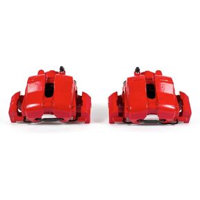 زوج من Power Stop Front S4916 من الفرجار المطلي بمسحوق أحمر عالي الحرارة