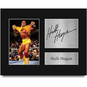 HWC Trading Hulk Hogan Framed Gift Signed Printed Autograph WWE WWF Wrestling Print Photo Picture Display - US Letter Size