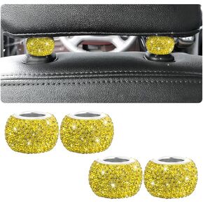 4 Pack Car Headrest Collars, Bling Car Head Rest Collars Rings Decor, Rhinestone Car Head Rest Collars, Interior Car Seat Accessory, Crystal Decoration Charms for Car SUV Truck (Pink)