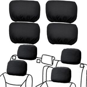Car Seat Headrest Cover Soft Washable Dirt-Proof Car Head Rest Protector Covering Universal Fit for Most Cars Vans Trucks (Black-4pcs)