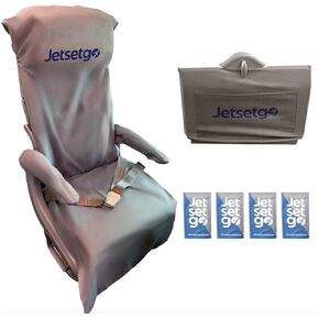 Travel Safety Kit (2 Full Sets) Airplane Seat Covers, Armrest and Tray Table Covers with Pockets with 4 Cleaning Wipes