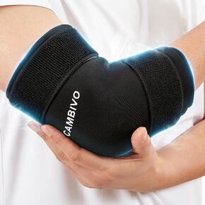 CAMBIVO Elbow & Knee Ice Pack for Injuries Compression Sleeve, Reusable Gel Cold Pack for Knee, Elbow, Ankle, Calf - Flexible Cold Wrap Recovery for Meniscus, ACL, MCL, Pain Relief