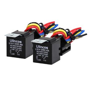 Auto Relay U1914 with 14AWG Wire Harness, 12V DC 30/40A SPDT 5-Pin (Pack of 2)
