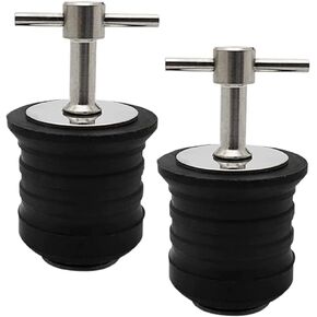 قابس تصريف بمقبض على شكل حرف T من الفولاذ المقاوم للصدأ من ميلكي أوشن، لمصارف 1-1/4 بوصة (31.8 مم)، تصميم ملتوي وختم، قابس مطاطي، قابس قارب قطعتين in Kuwait