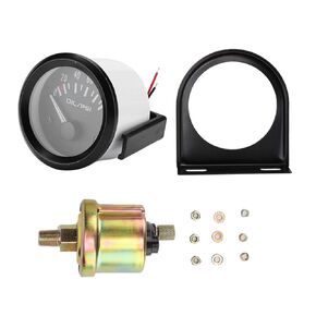 Car Oil Pressure Gauge, 52mm,2in 12V Universal Car Electromagnetic Oil Pressure Gauge Indicator Auto Modified Meter Oil Pressure Gauge Kit, Black Dial