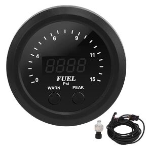 Aramox Fuel Pressure Gauge, Oil Pressure Gauge Kit 2‑1/16in 52mm Ultraslim 15PSI Red LED Accurate Stable Antishock Fuel Press Meter