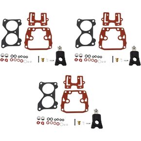 ALL-CARB 3 x Carburetor Carb Repair Kits with Float Replacement for Johnson Evinrude V4 85 90 100 115 125 140 HP and V6 150 155 175 185 200 235 HP