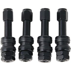 RockTrix - Black Aluminum Valve Stems - 2 inch (50mm) Length - Bolt In Style (Pack of 4)