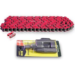 420 Motorcycle Chain+ Chain Breaker, 420 Standard Roller Chain 140 Links Heavy Duty Drive Chain for 50cc 70cc 90cc 110cc 125cc Dirt Pit Bike ATV Quad Go Kart Scooter Mini Bike