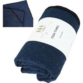 Yoga Towel - Navy Blue Microfiber Towel w/ Silicone Dots and Pockets 72"x25" - Lightweight, Absorbent Hot Yoga Mat Towel Non Slip for Hot Yoga - Hot Yoga Towel Mat - Yoga Towels for Hot Yoga Non Slip in Saudi Arabia