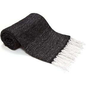 Americanflat 50x70 Authentic Mexican Throw Blanket - Falsa Blanket - Soft Cotton Throw Blanket for Indoor or Outdoor - Use as Yoga Rug, Meditation Blanket, or Beach Blanket - Gift Idea - Grey Stripes