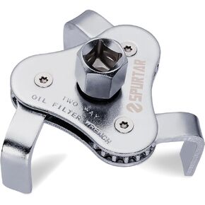 Spurtar Universal Oil Filter Wrench 3 Jaw Adjustable Oil Filter Removal Tool, 2 Way Oil Filter Wrench for Removing Oil Filters from Diameters 2-1/2'' to 4-9/16''