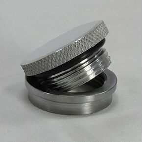 VENTED OR NON-VENTED Billet Aluminum Motorcycle Gas/Fuel Tank Cap Knurled - Steel Stepped Bung - Custom Harley Chopper Bobber Cafe Racer - MADE IN USA (AL/ST)