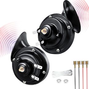 Car Horn, Ouffun 12V 300DB Super Loud Horns, Waterproof Dual Truck Horns, Electric Snail Horns Auto Horn Universal Fit Kit Replacement Car Horns for Cars, Motorcycles, Trucks, Trains and Boats (2 PCS)